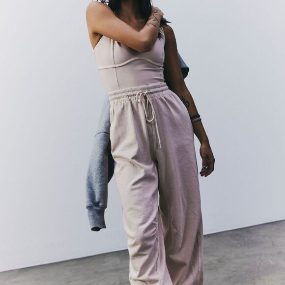 NWOT FP Movement Inbound Stretch Cotton Jumpsuit Cashmere Pink Size M - Picture 1 of 6